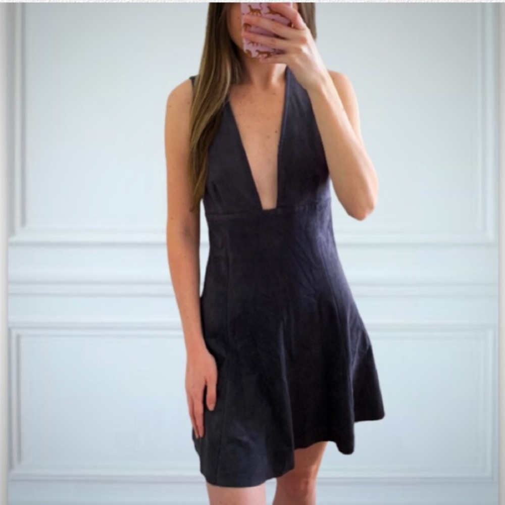 Aritzia Wilfred Suede Mini Dress in Black